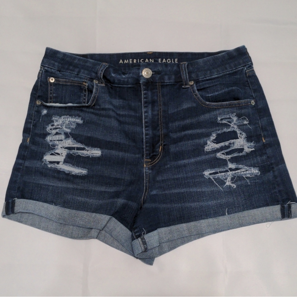 SOLD BUNDLE of 3 American Eagle Curvy Hi-Rise Shortie Shorts sz 14 - Picture 4 of 10